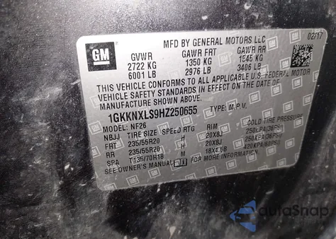 2017 GMC Acadia Denali z USA, uszkodzony, nr VIN 1GKKNXLS9HZ250655